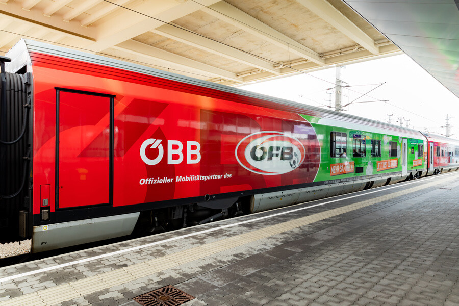 Loktaufe ÖFB Railjet Wien Hbf